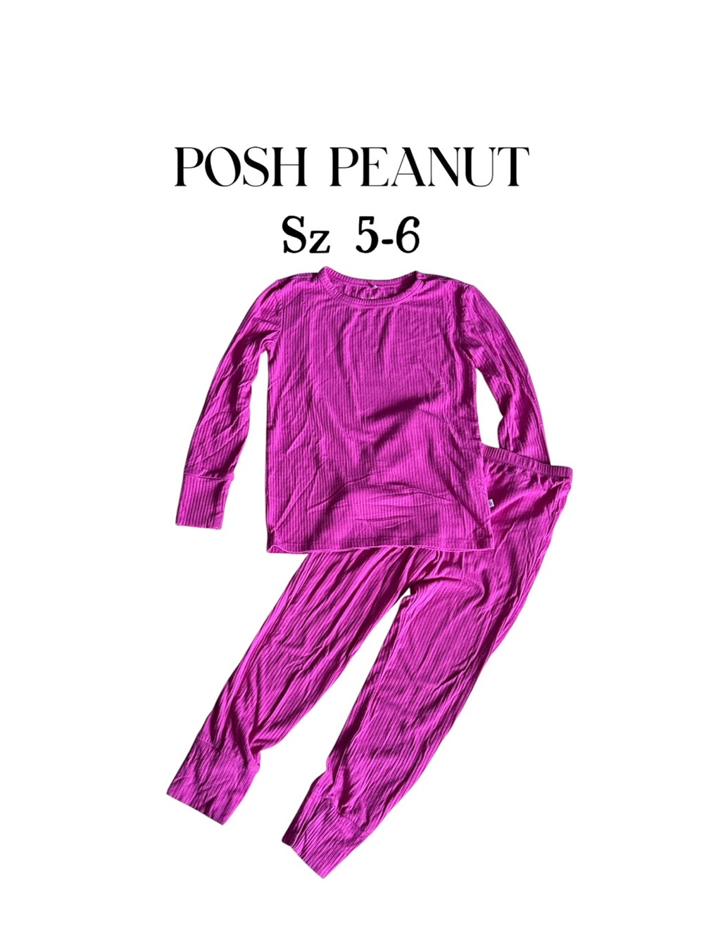 Posh Peanut Girls' Hot Pink Ribbed Long-Sleeve Pajama Set 5-6